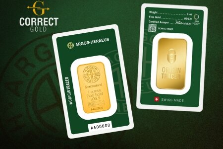 Befektetési arany: Argor Heraeus Origin Traced 1 uncia arany | © Correct Gold