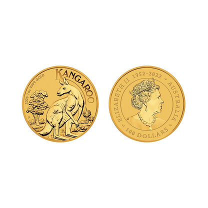 1 uncia aranyérme - Kangaroo-II. Erzsébet királynő