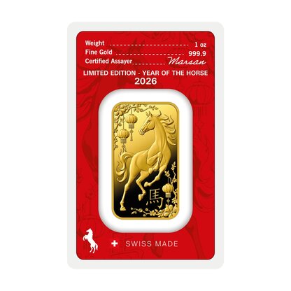 Argor Heraeus Ló éve 1 uncia befektetési aranylapka | © Correct Gold