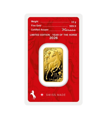 Argor Heraeus Ló éve 10 gramm befektetési aranylapka | © Correct Gold