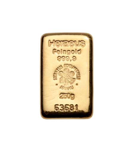 250 g Heraeus bullion gold bar 999.9